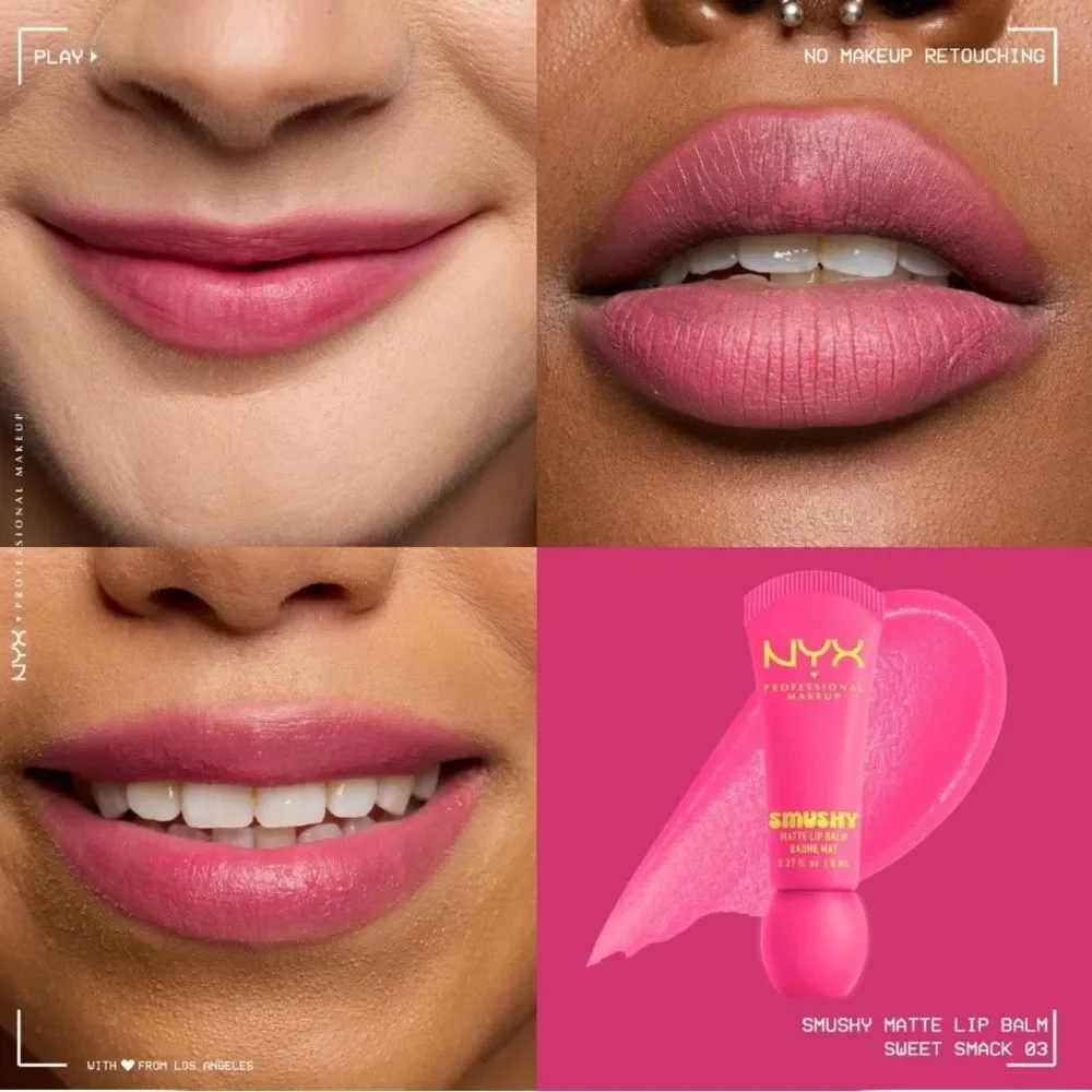 🦋 NYX 3 SWEET SMACK Smushy Matte Lip Balm New FullSz